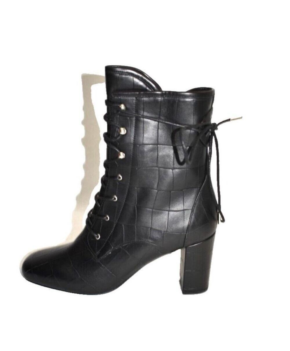 Longchamp Black Croc Print Booties Size 36 / US 5.5